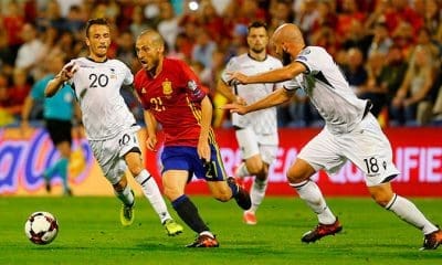 / Un momento del partido entre España y Albania disputado en Alicante (España), el 6 de octubre de 2017./ Heino Kalis / Reuters